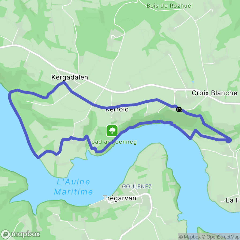 Rosnoën : carte du parcours de randonnée - France