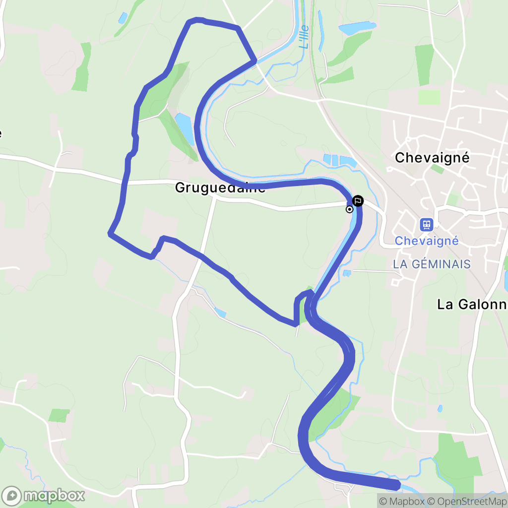 Chevaigné : carte du parcours de randonnée - France