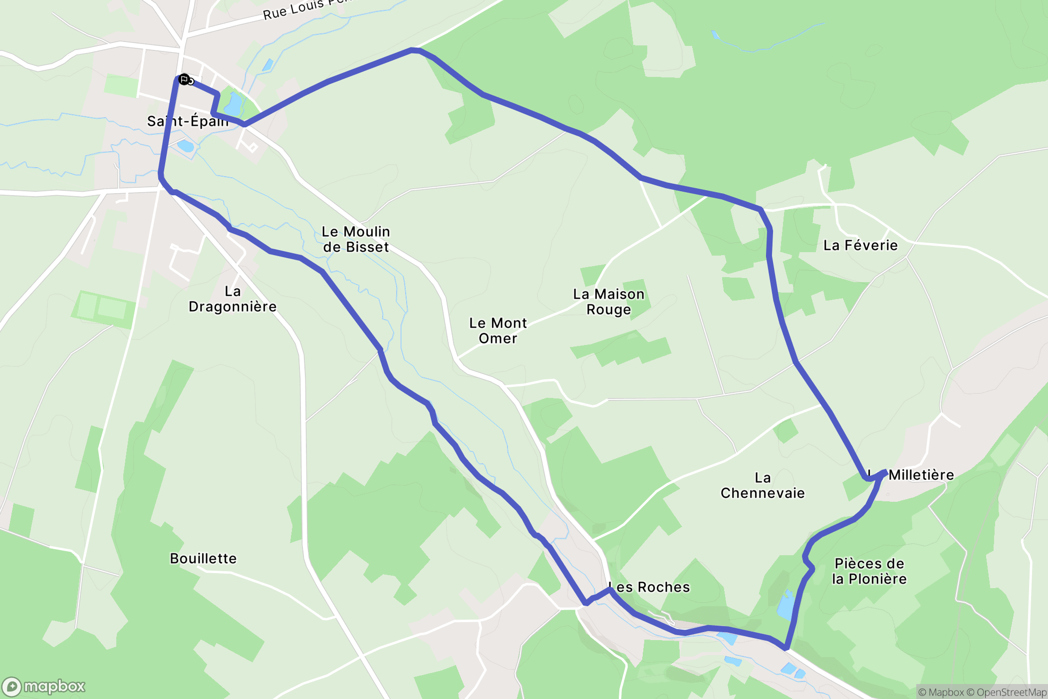 Saint-Épain : carte du parcours de randonnée - France