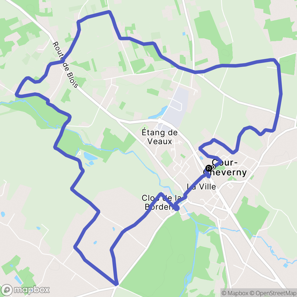 Cour-Cheverny : carte du parcours de randonnée - France
