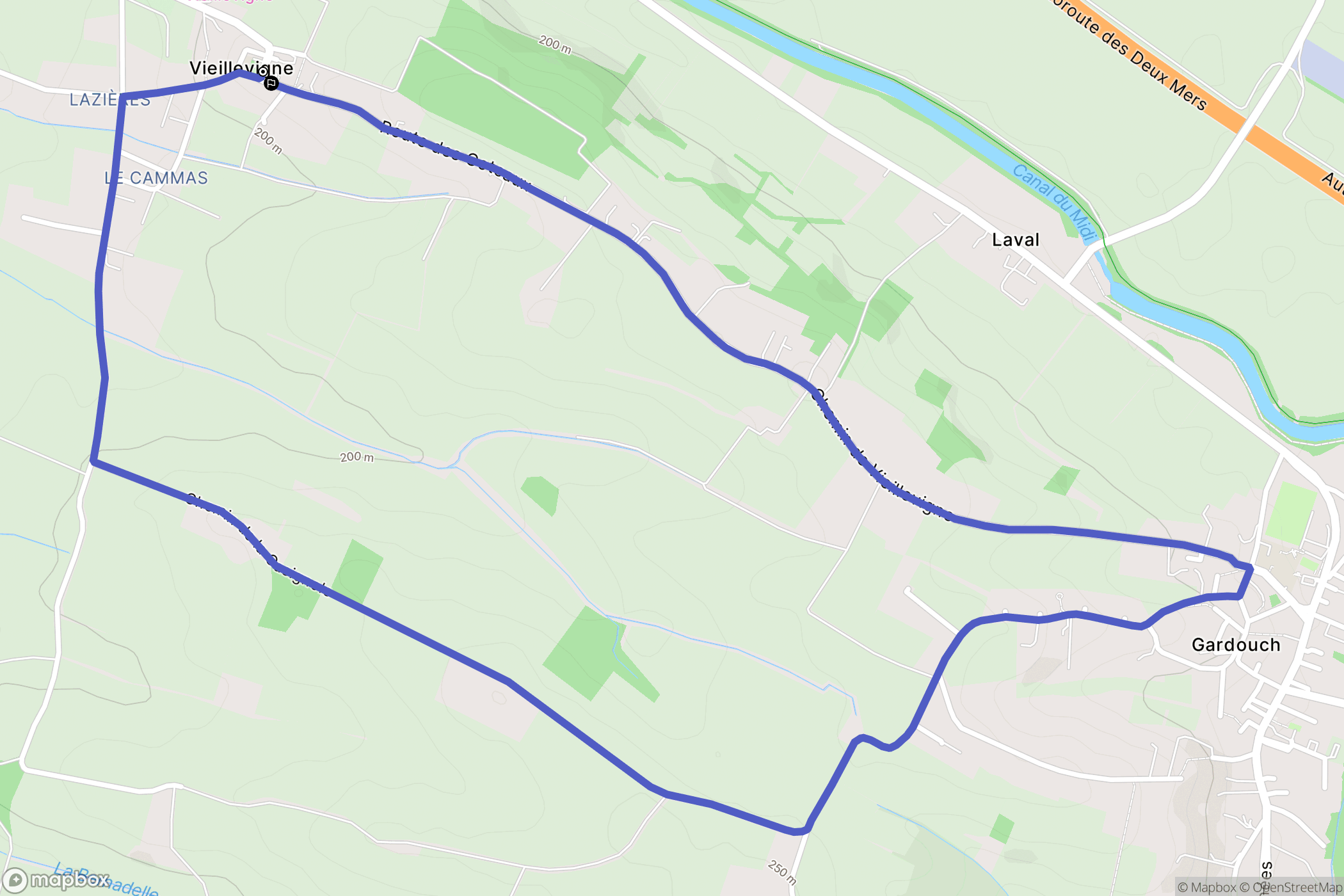 Vieillevigne : carte du parcours de randonnée - France