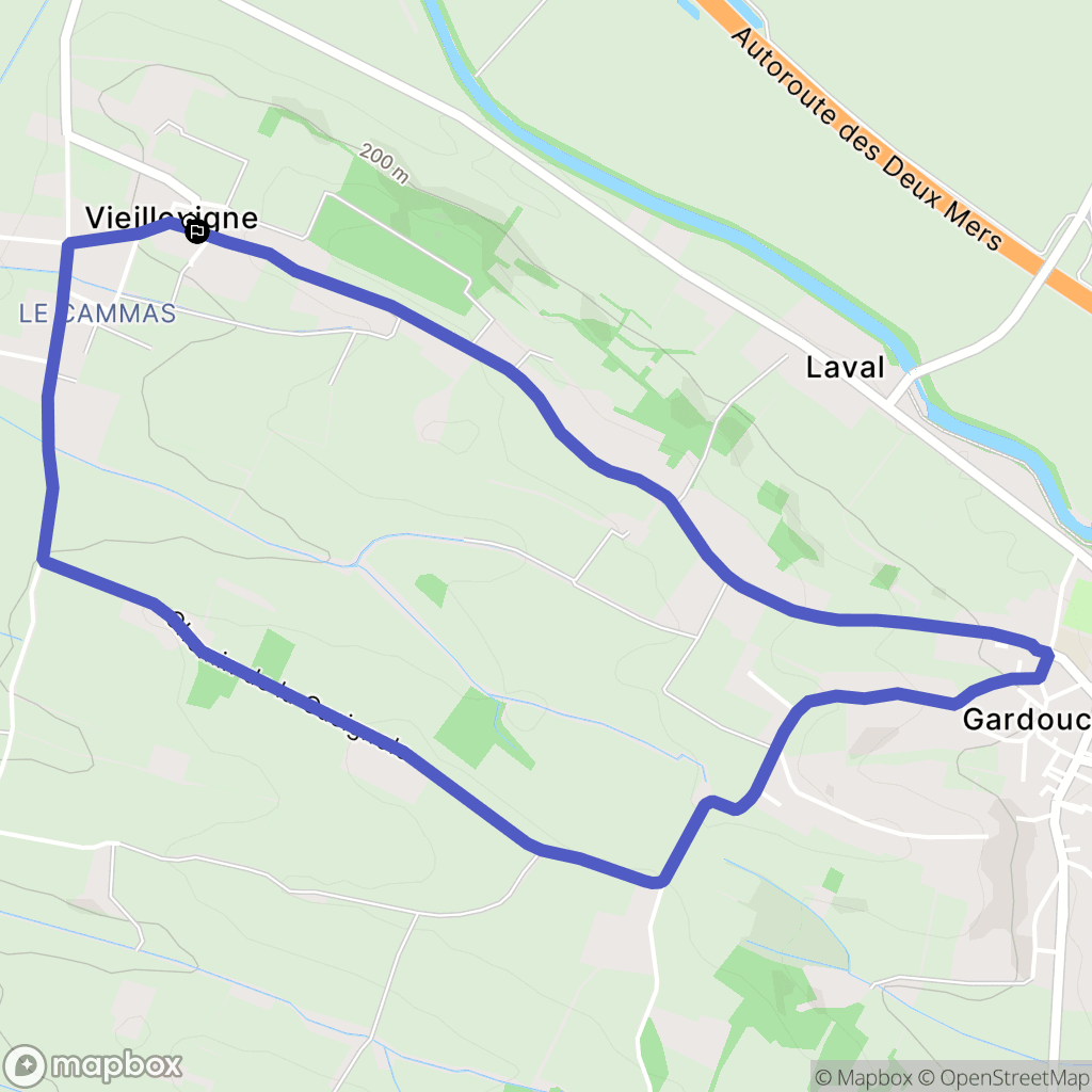 Vieillevigne : carte du parcours de randonnée - France