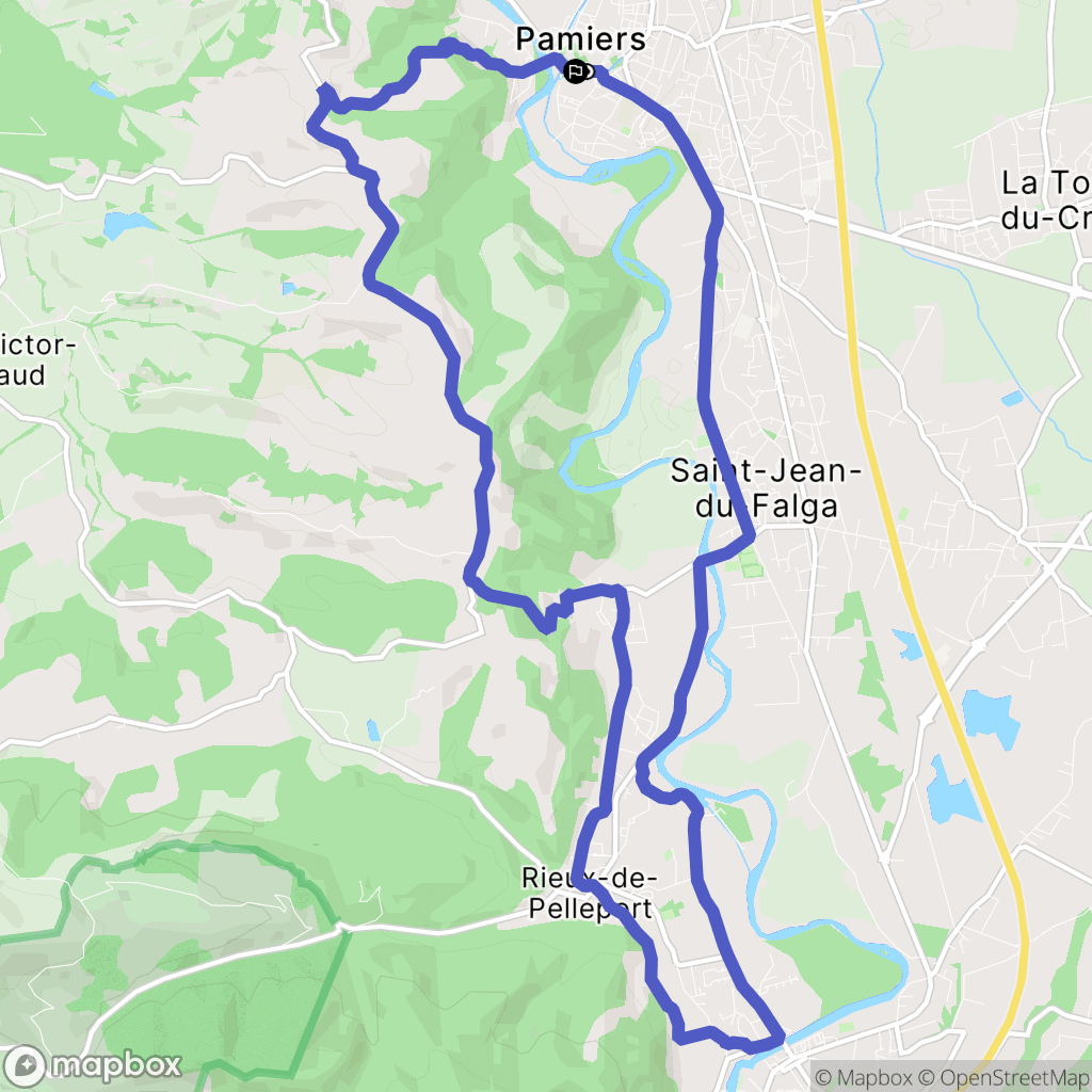 Pamiers : carte du parcours de randonnée - France