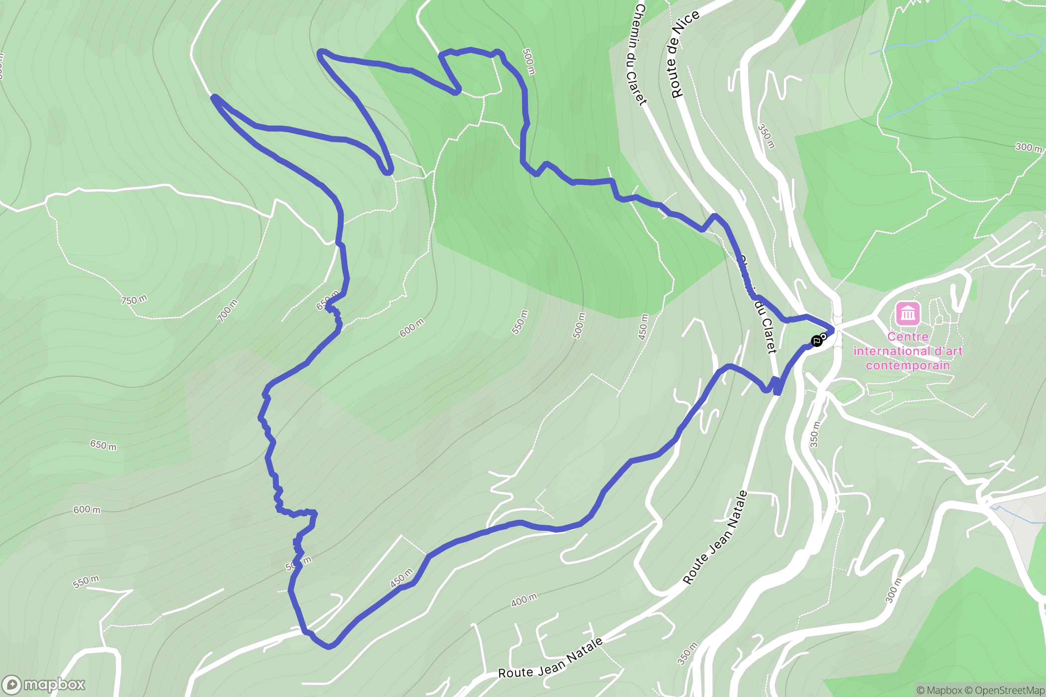 Carros : carte du parcours de randonnée - France