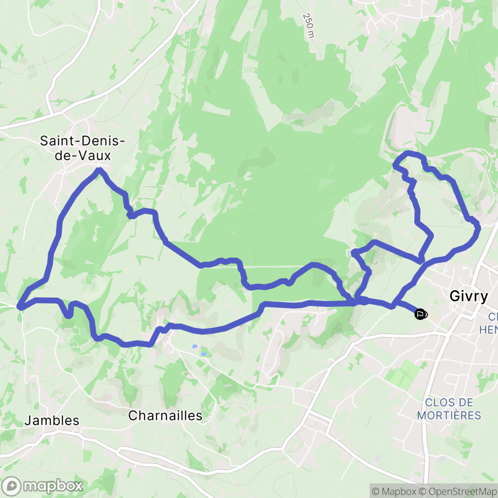 Givry : carte du parcours de randonnée - France