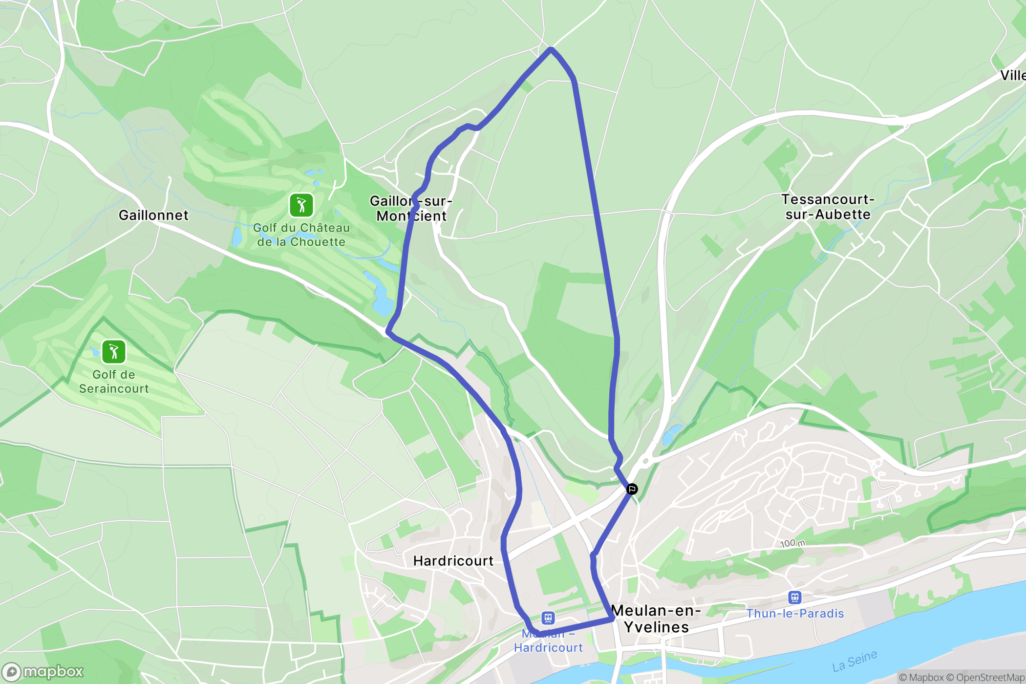 Meulan-en-Yvelines : carte du parcours de randonnée - France