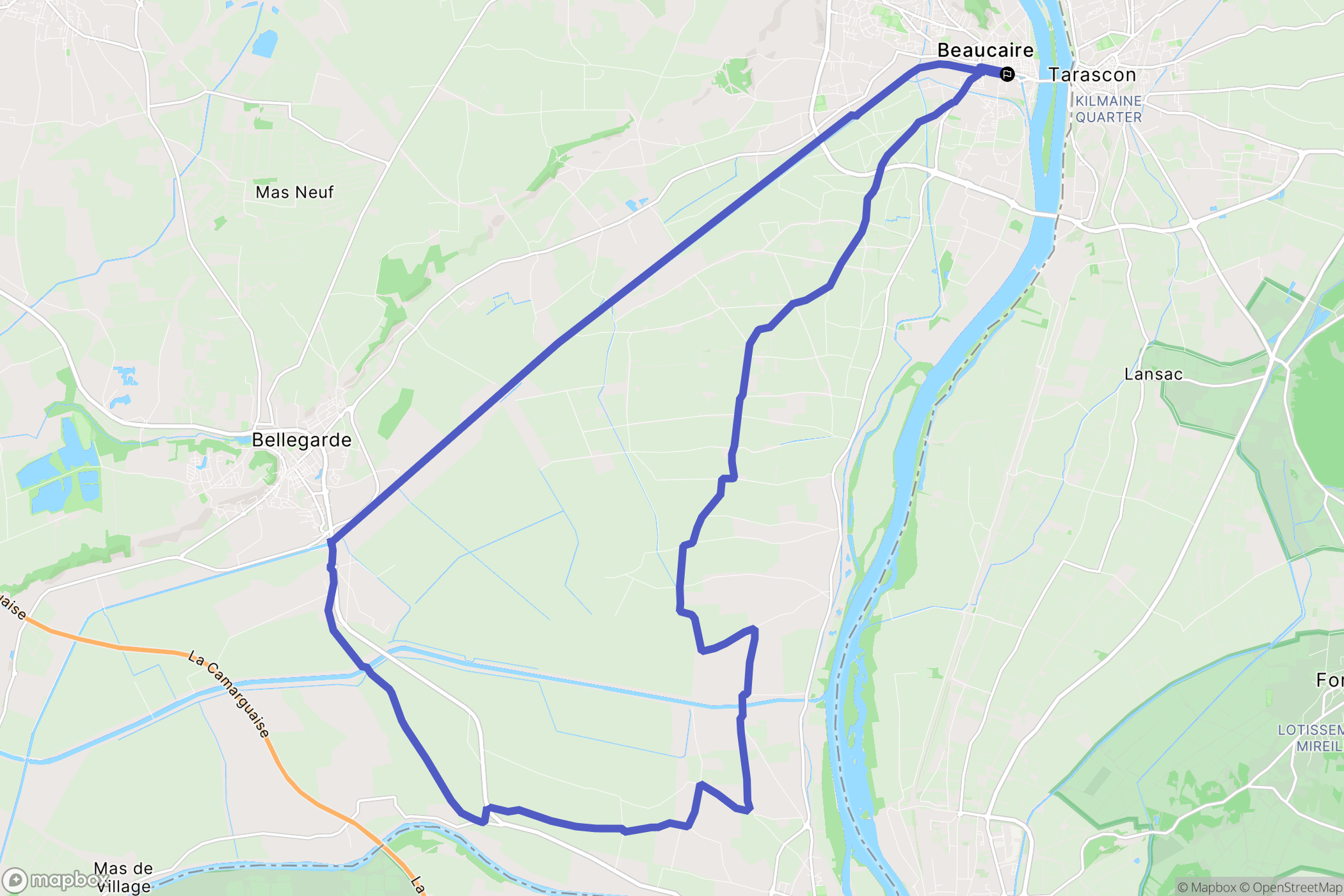 Beaucaire : carte du parcours de randonnée - France