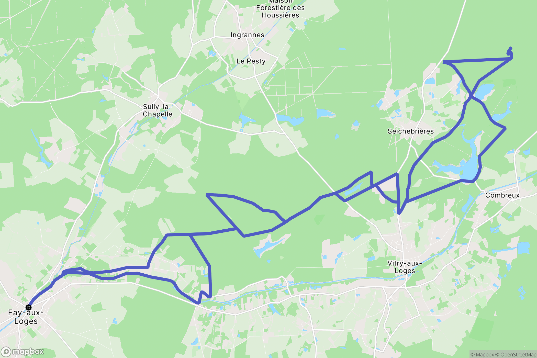 Fay-aux-Loges : carte du parcours de randonnée - France