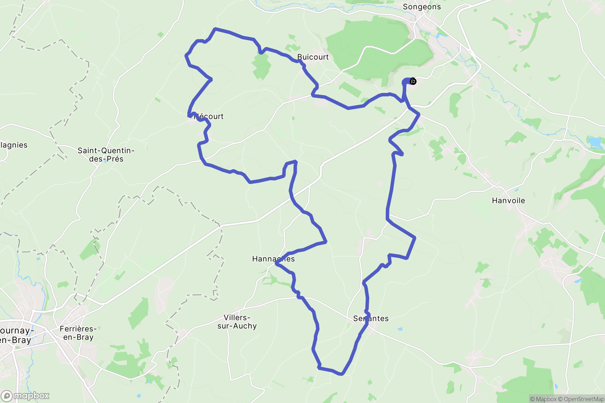Gerberoy : carte du parcours de randonnée - France