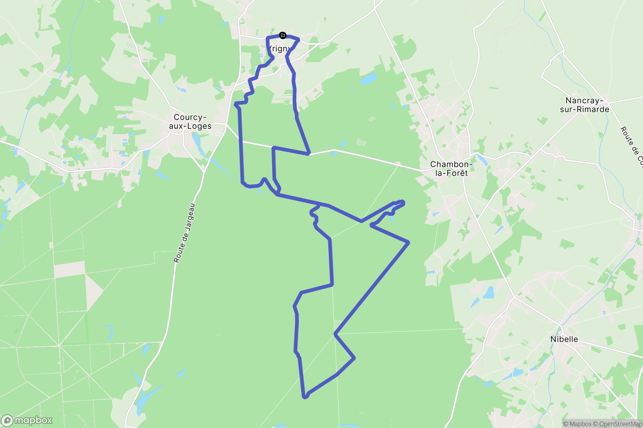 Vrigny : carte du parcours de randonnée - France