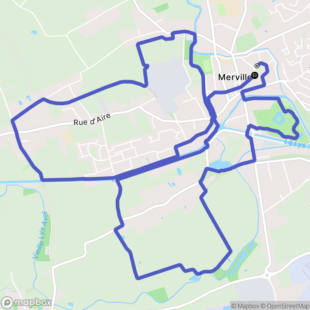 Merville : carte du parcours de randonnée - France
