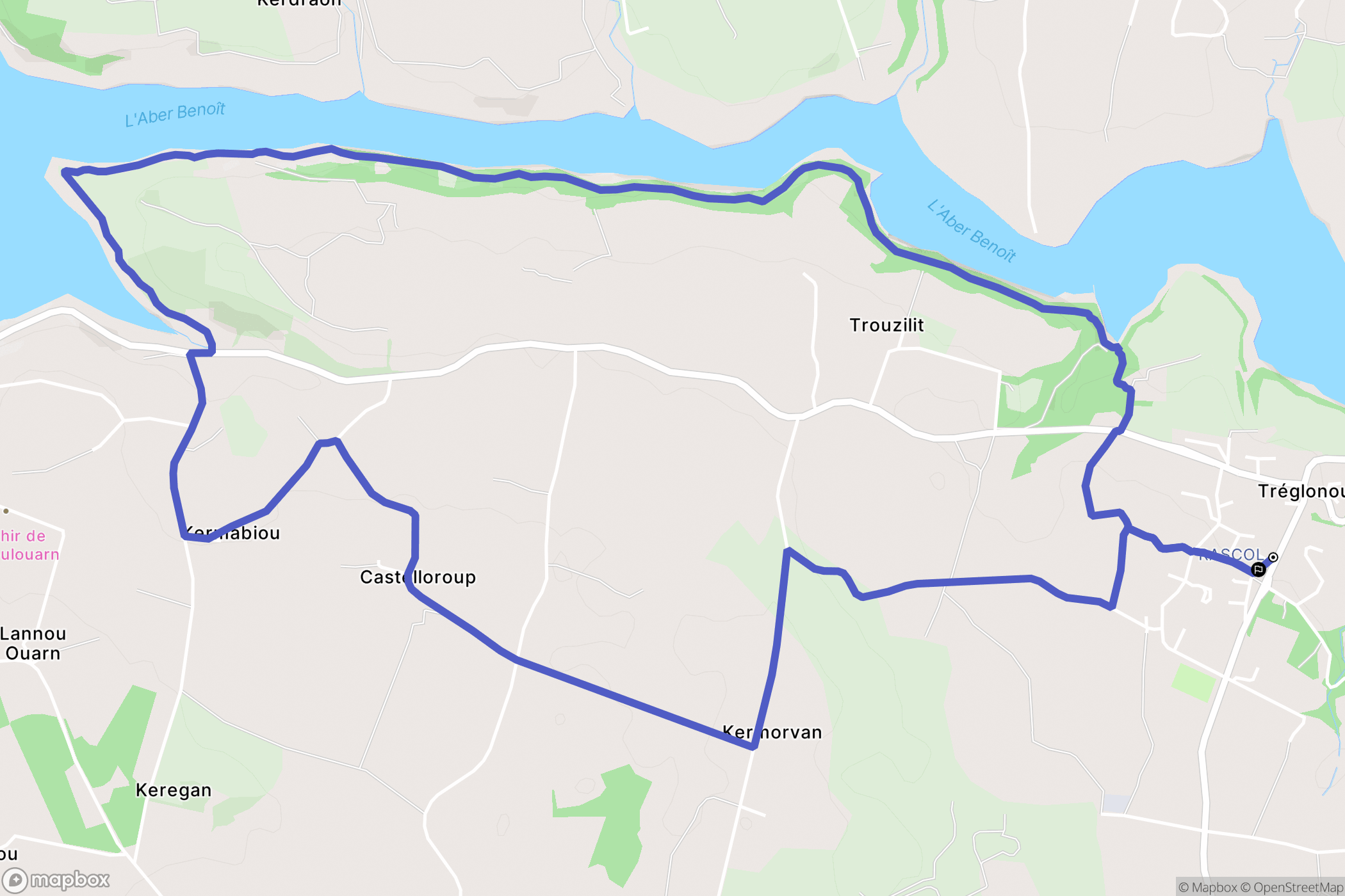 Tréglonou : carte du parcours de randonnée - France