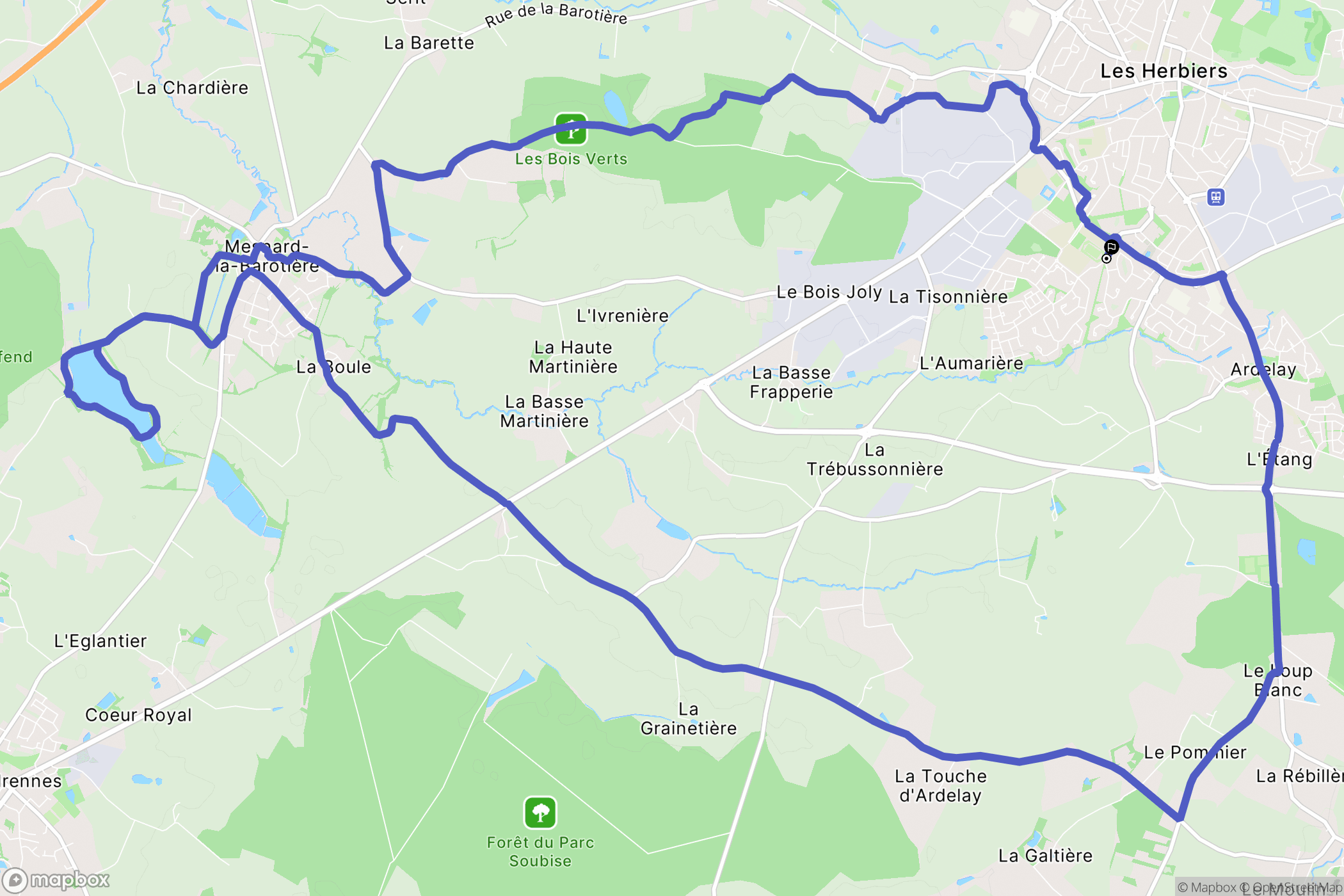 Les Herbiers : carte du parcours de randonnée - France