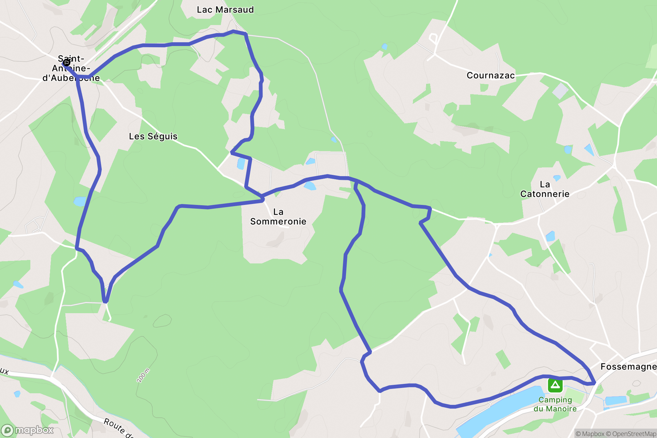 Bassillac et Auberoche : carte du parcours de randonnée - France