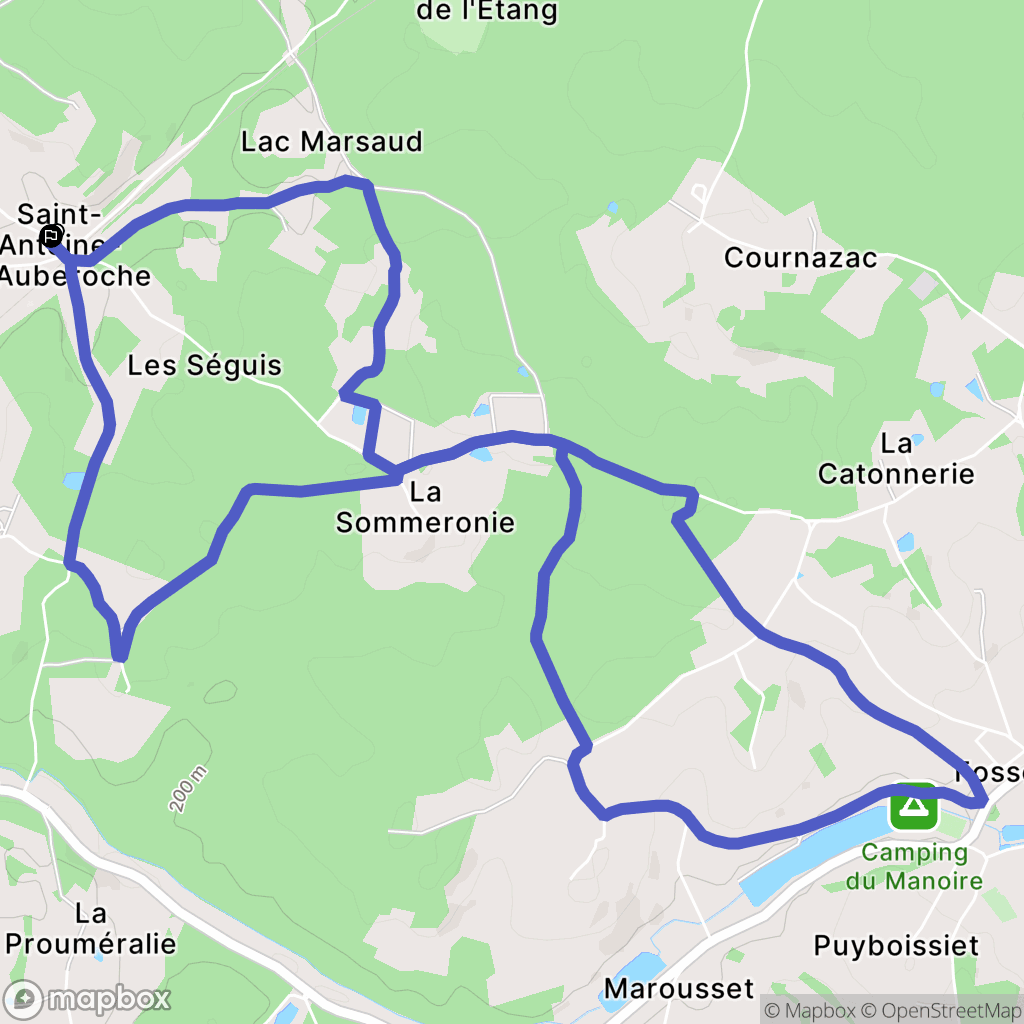 Bassillac et Auberoche : carte du parcours de randonnée - France