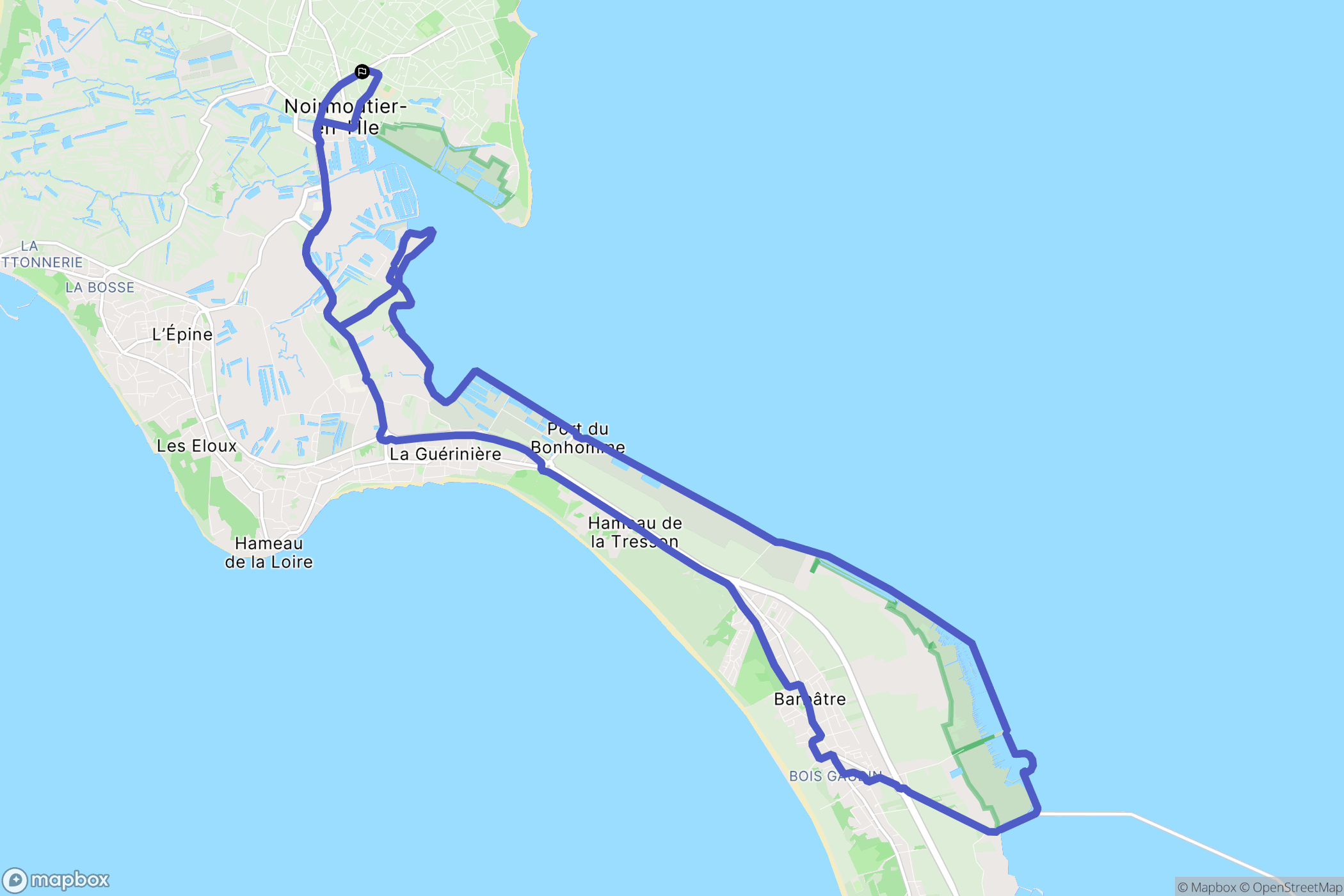 Noirmoutier-en-l'Île : carte du parcours de randonnée - France