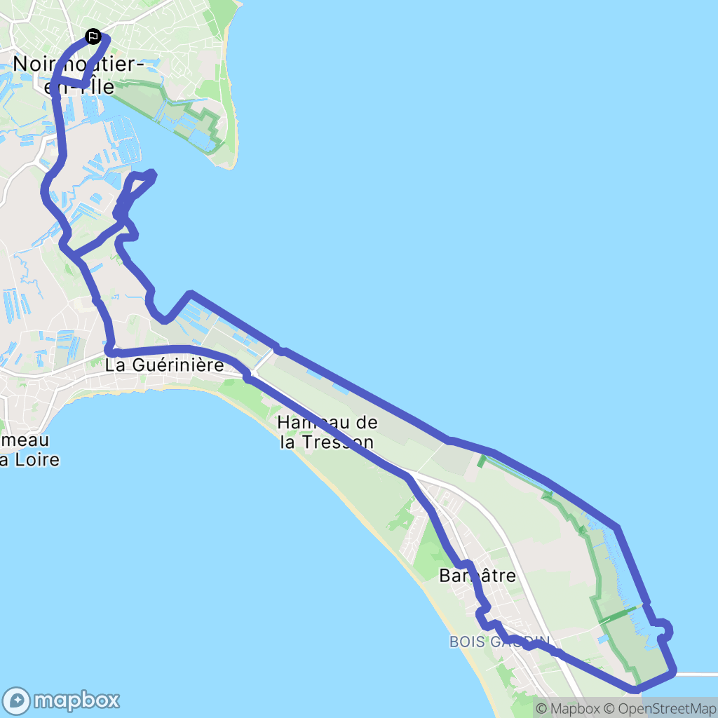 Noirmoutier-en-l'Île : carte du parcours de randonnée - France