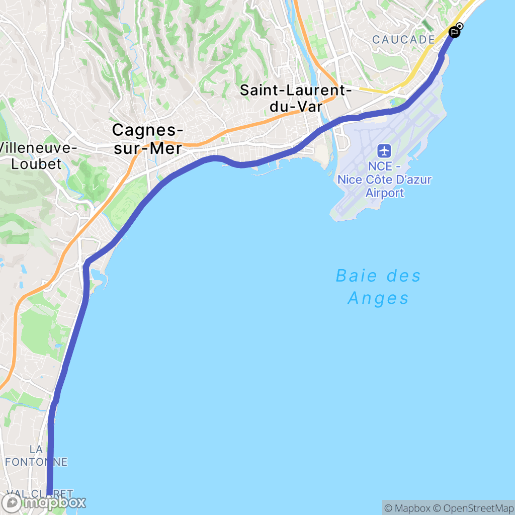 Nice : carte du parcours de randonnée - France