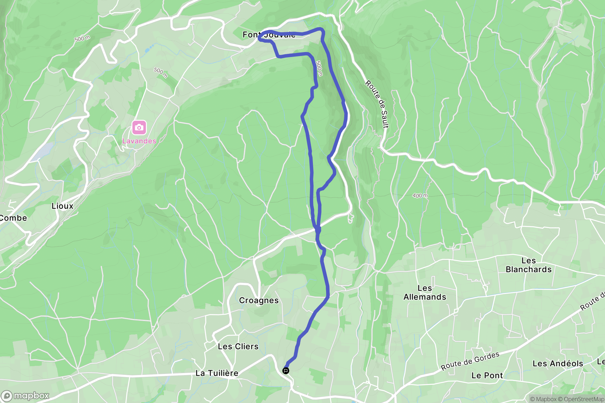 Saint-Saturnin-lès-Apt : carte du parcours de randonnée - France