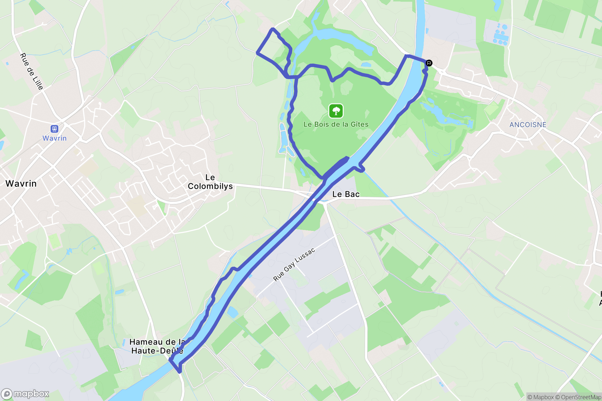 Houplin-Ancoisne : carte du parcours de randonnée - France
