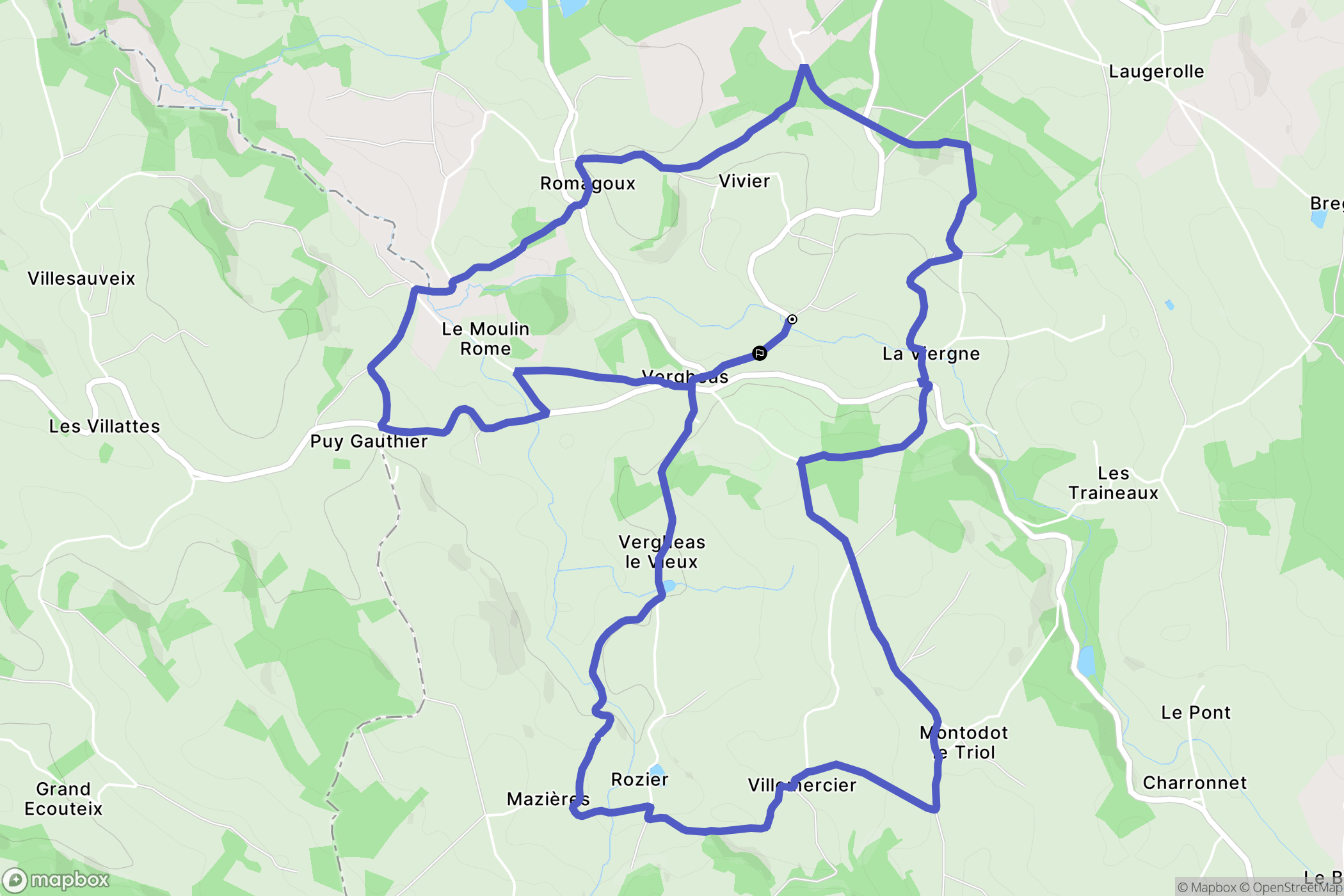 Vergheas : carte du parcours de randonnée - France