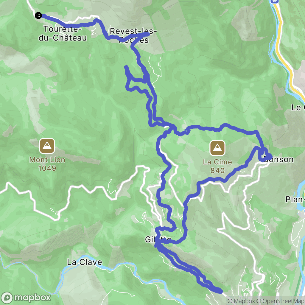 Tourette-du-Château : carte du parcours de randonnée - France