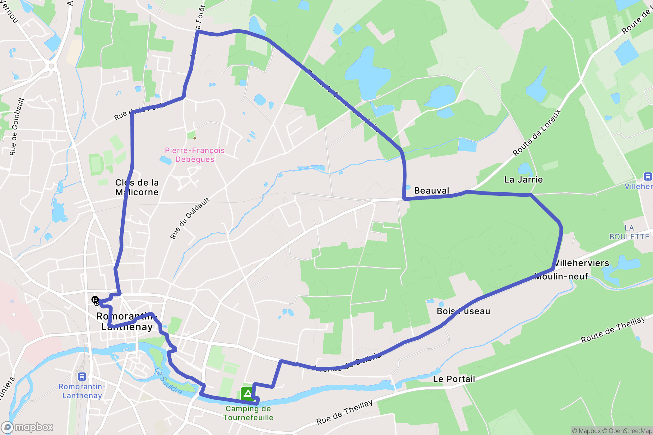 Romorantin-Lanthenay : carte du parcours de randonnée - France