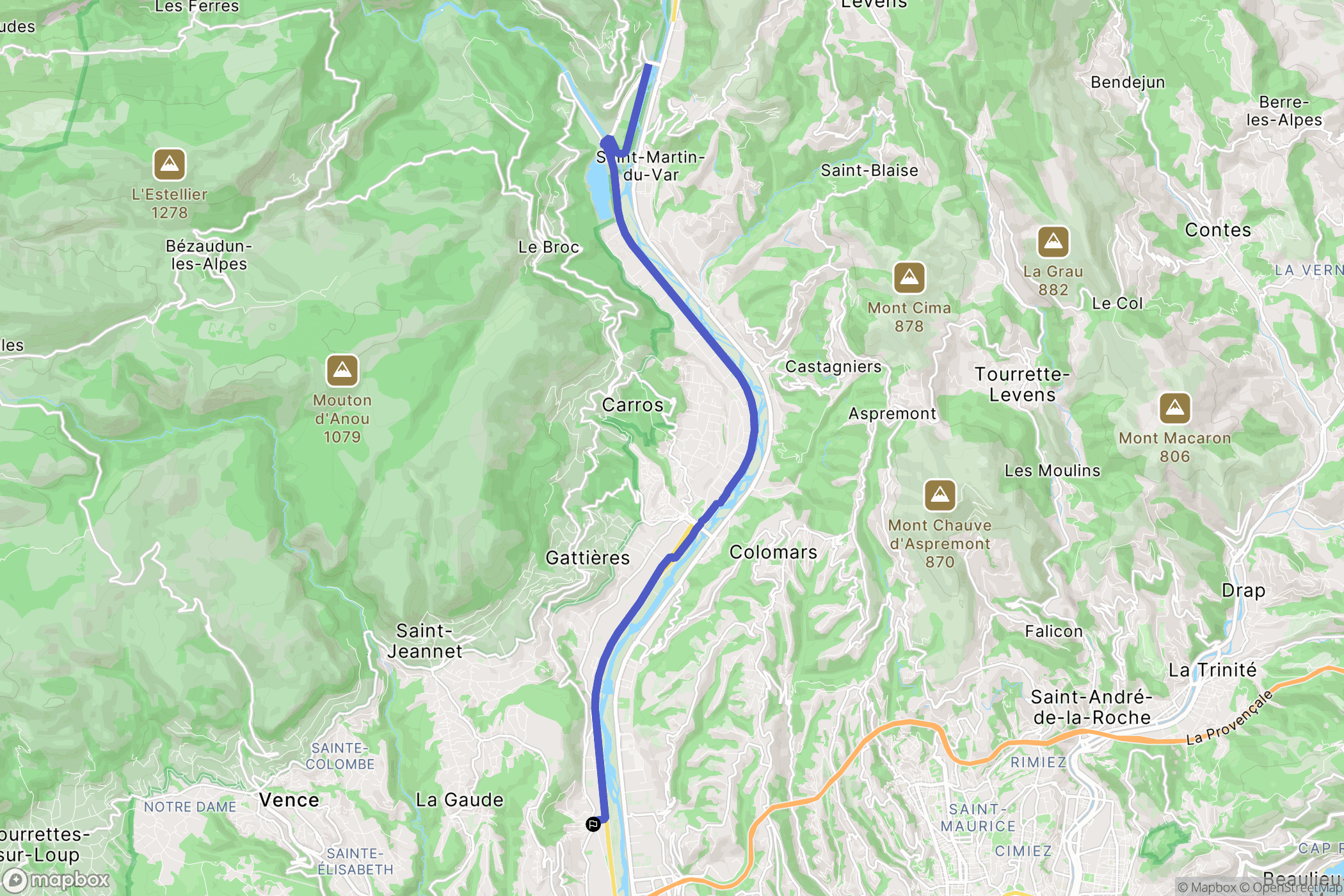 La Gaude : carte du parcours de randonnée - France