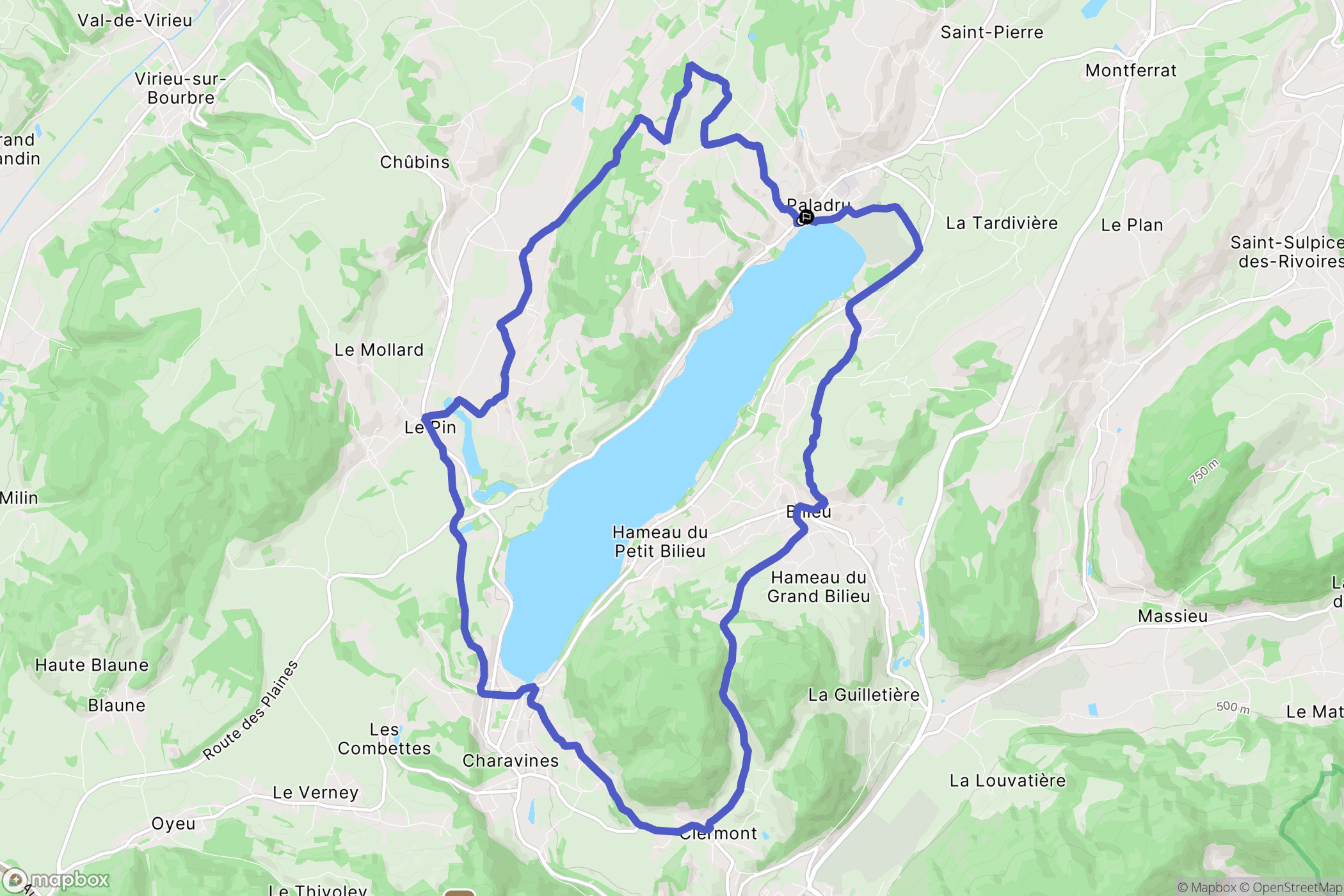 Villages du Lac de Paladru : carte du parcours de randonnée - France