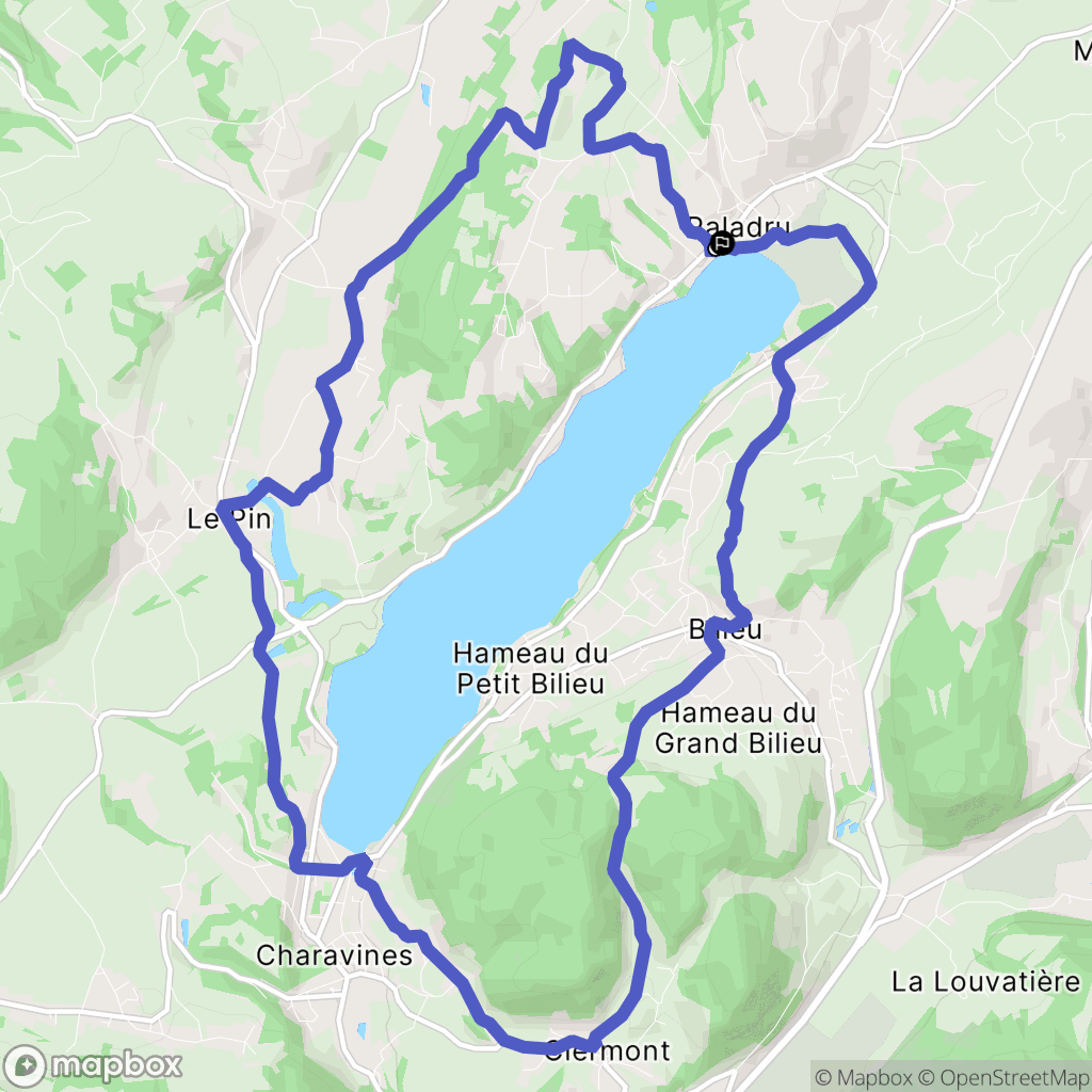 Villages du Lac de Paladru : carte du parcours de randonnée - France