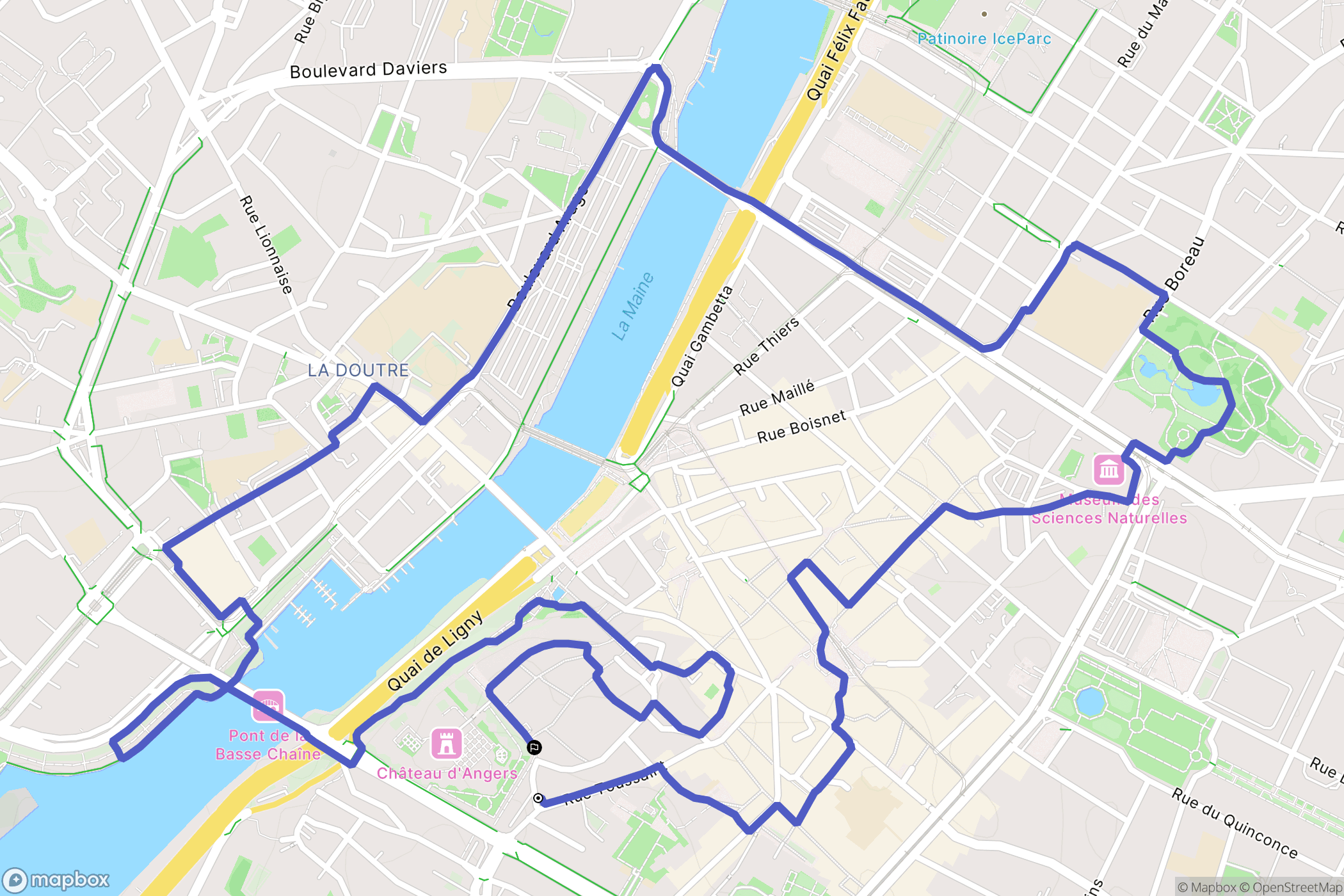Angers : carte du parcours de randonnée - France