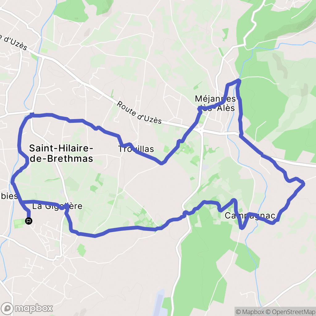 Saint-Hilaire-de-Brethmas : carte du parcours de randonnée - France