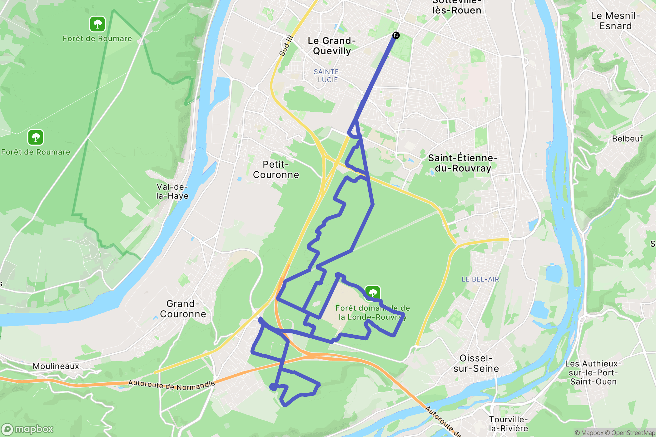 Le Grand-Quevilly : carte du parcours de randonnée - France