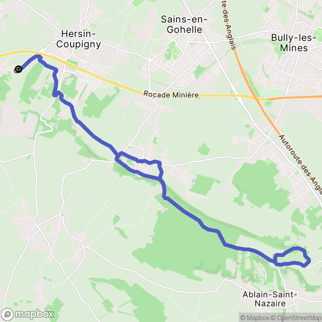 Hersin-Coupigny : carte du parcours de randonnée - France