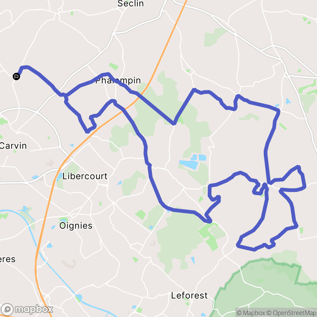 Carnin : carte du parcours de randonnée - France