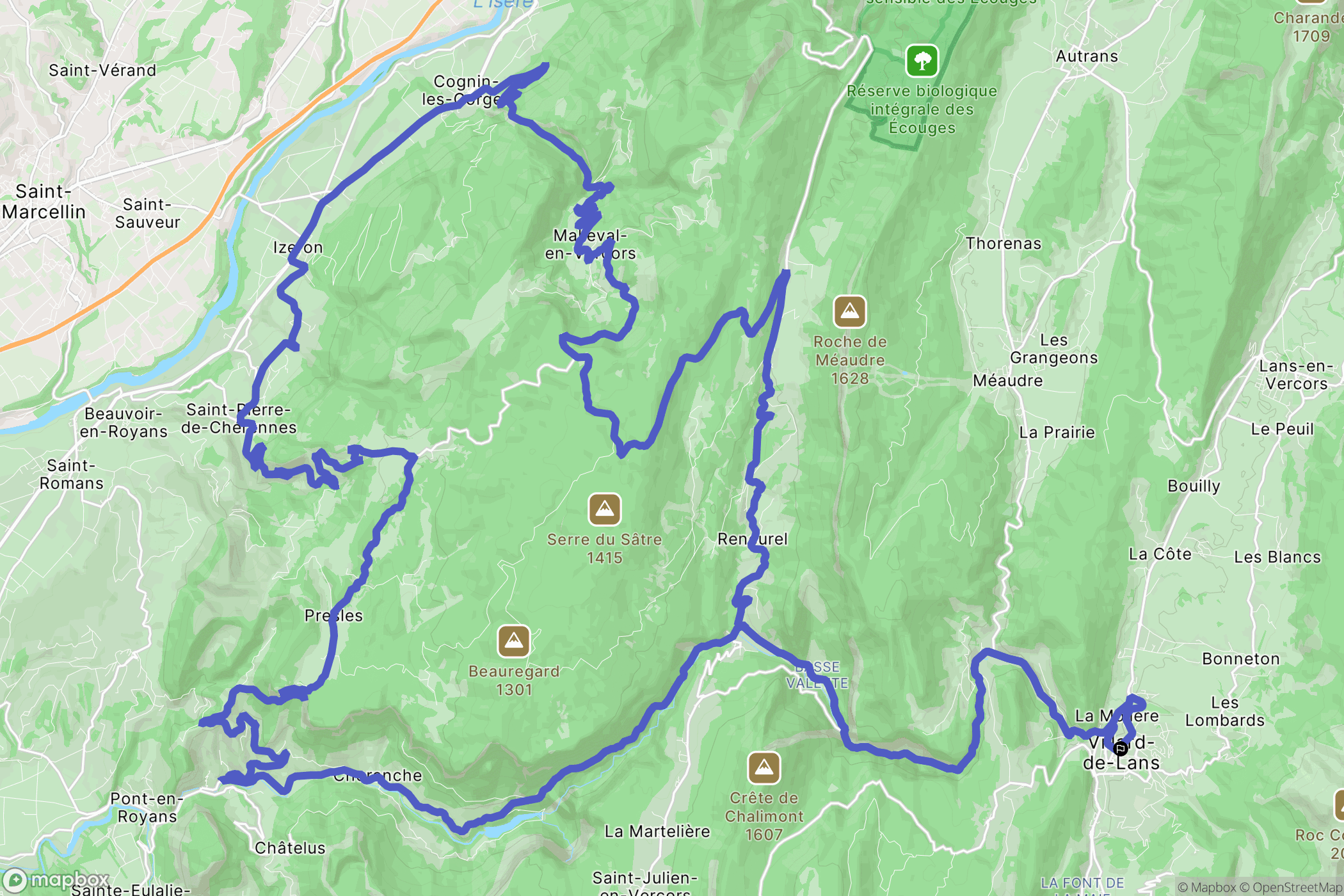 Villard-de-Lans : carte du parcours de randonnée - France