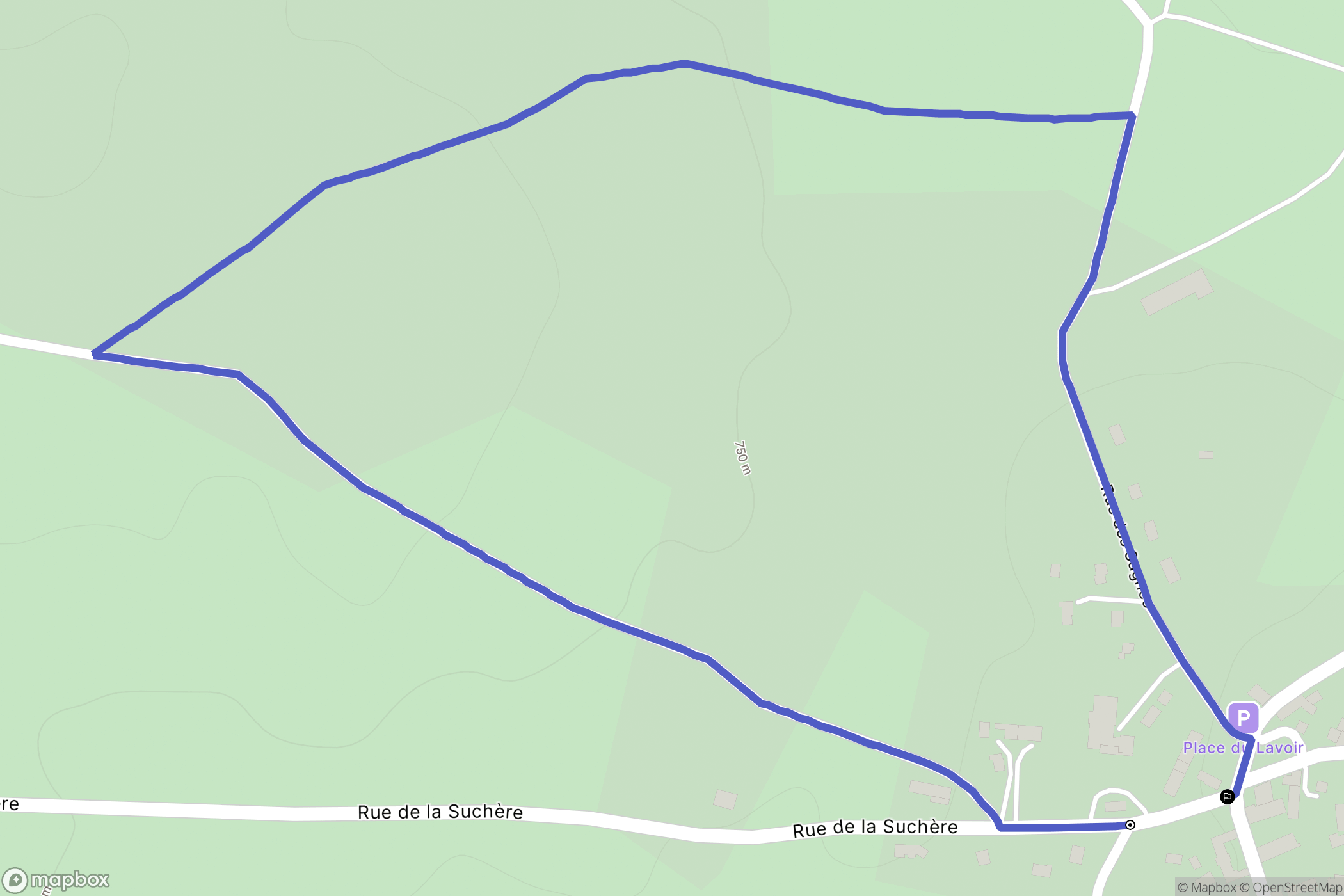 Charbonnières-les-Varennes : carte du parcours de randonnée - France