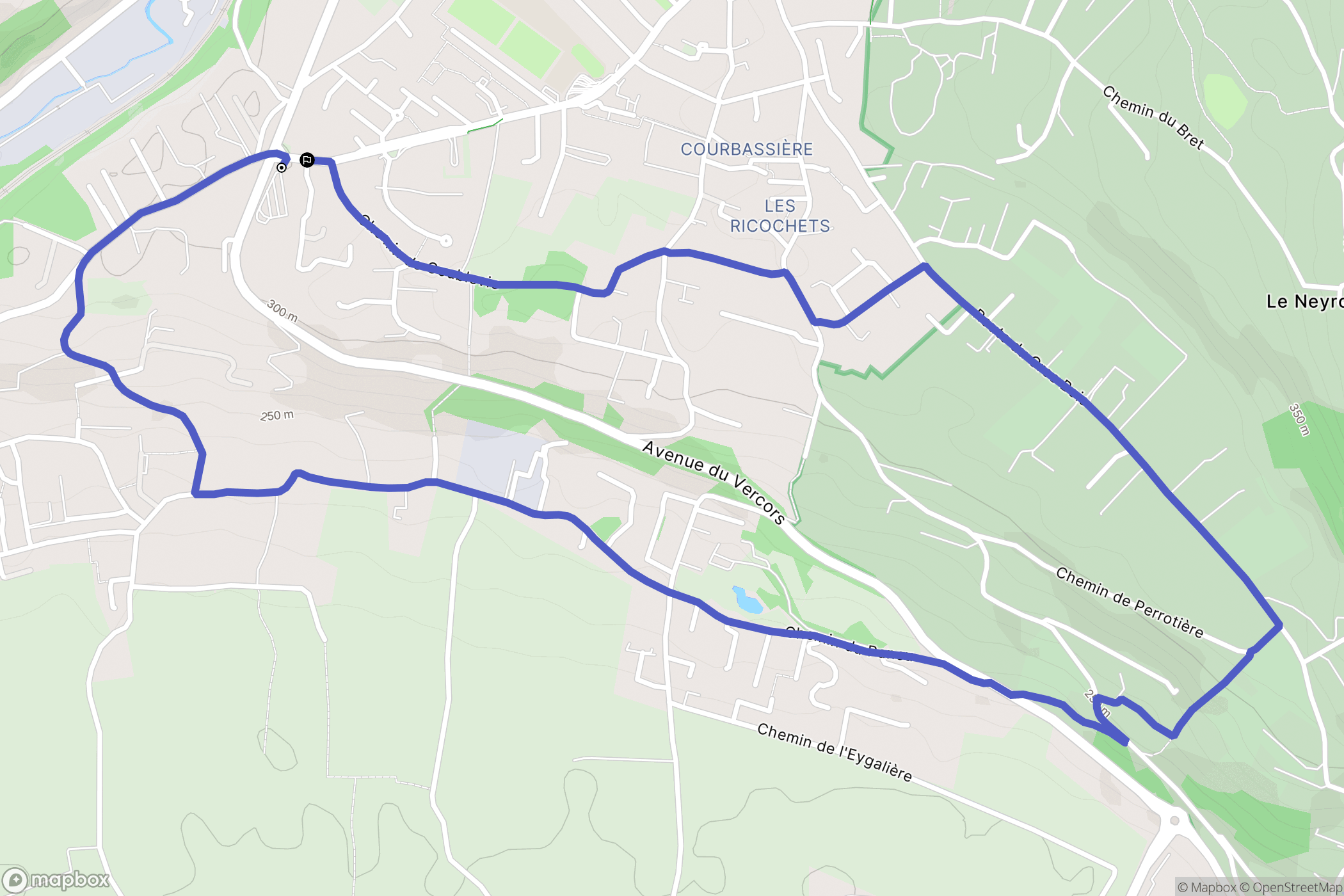 Coublevie : carte du parcours de randonnée - France