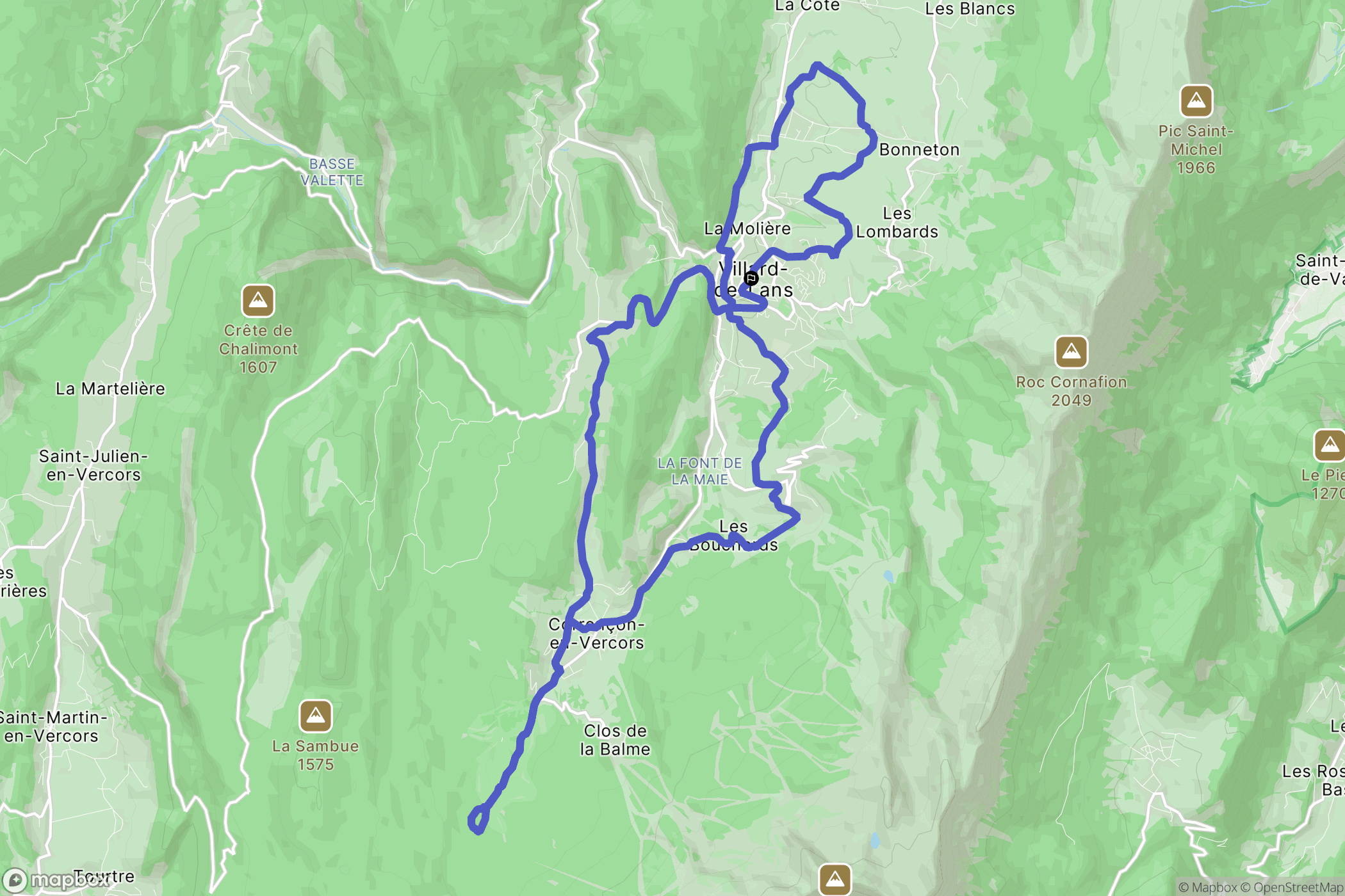 Villard-de-Lans : carte du parcours de randonnée - France