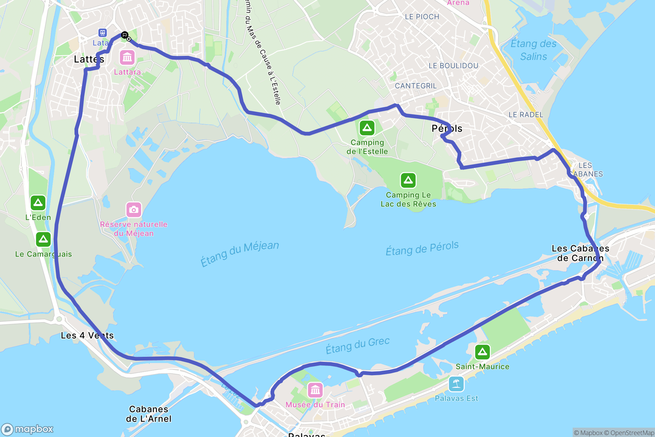 Lattes : carte du parcours de randonnée - France