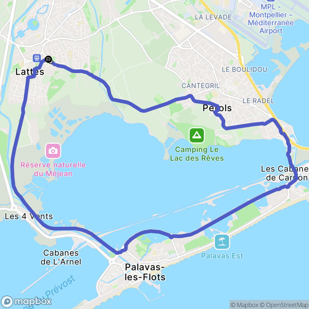 Lattes : carte du parcours de randonnée - France