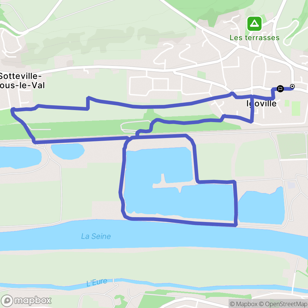 Igoville : carte du parcours de randonnée - France