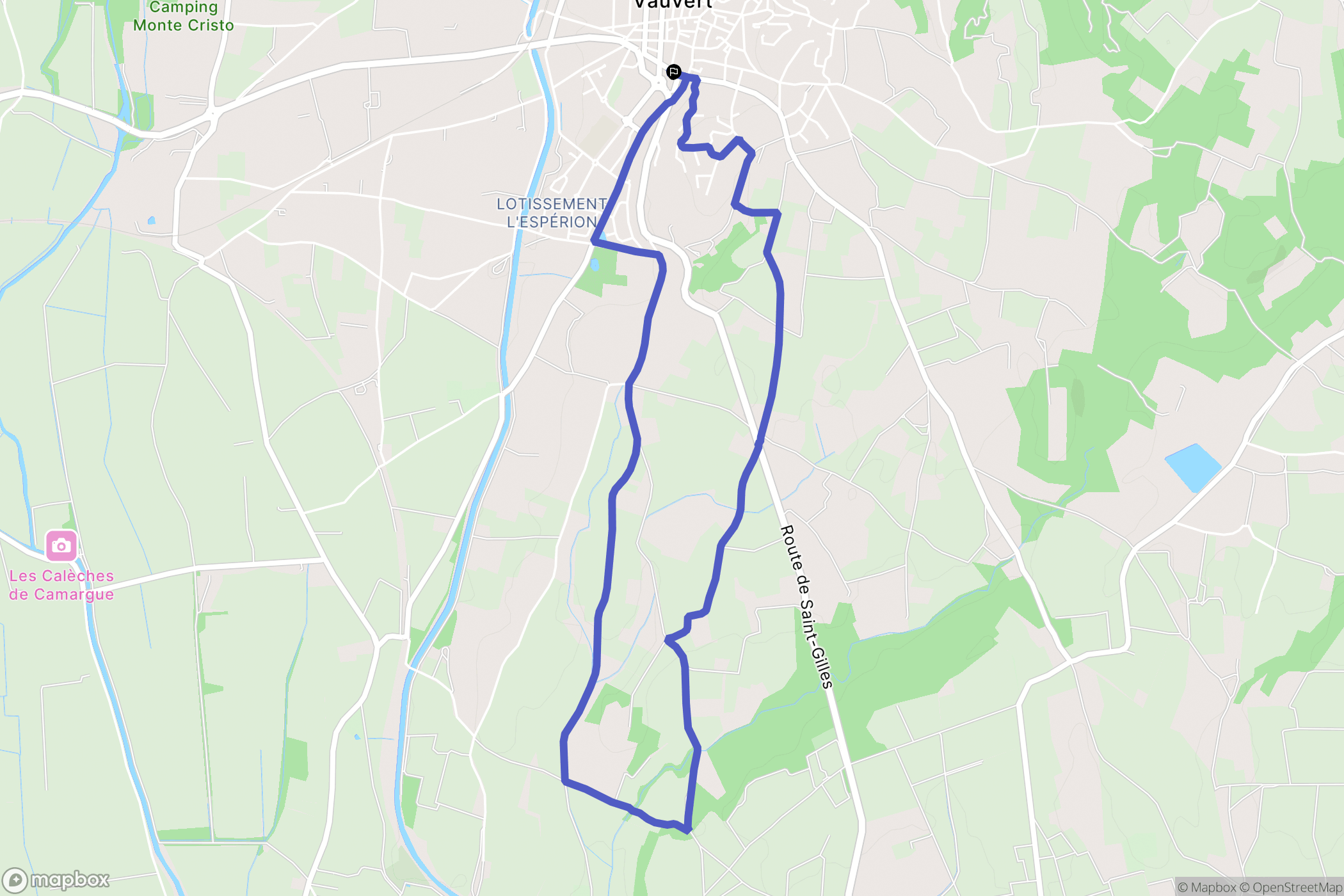 Vauvert : carte du parcours de randonnée - France