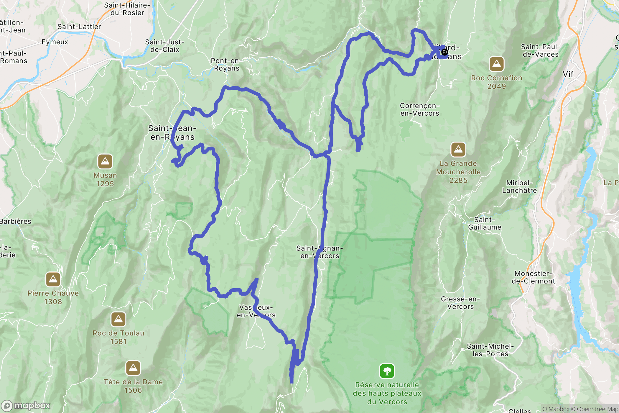 Villard-de-Lans : carte du parcours de randonnée - France