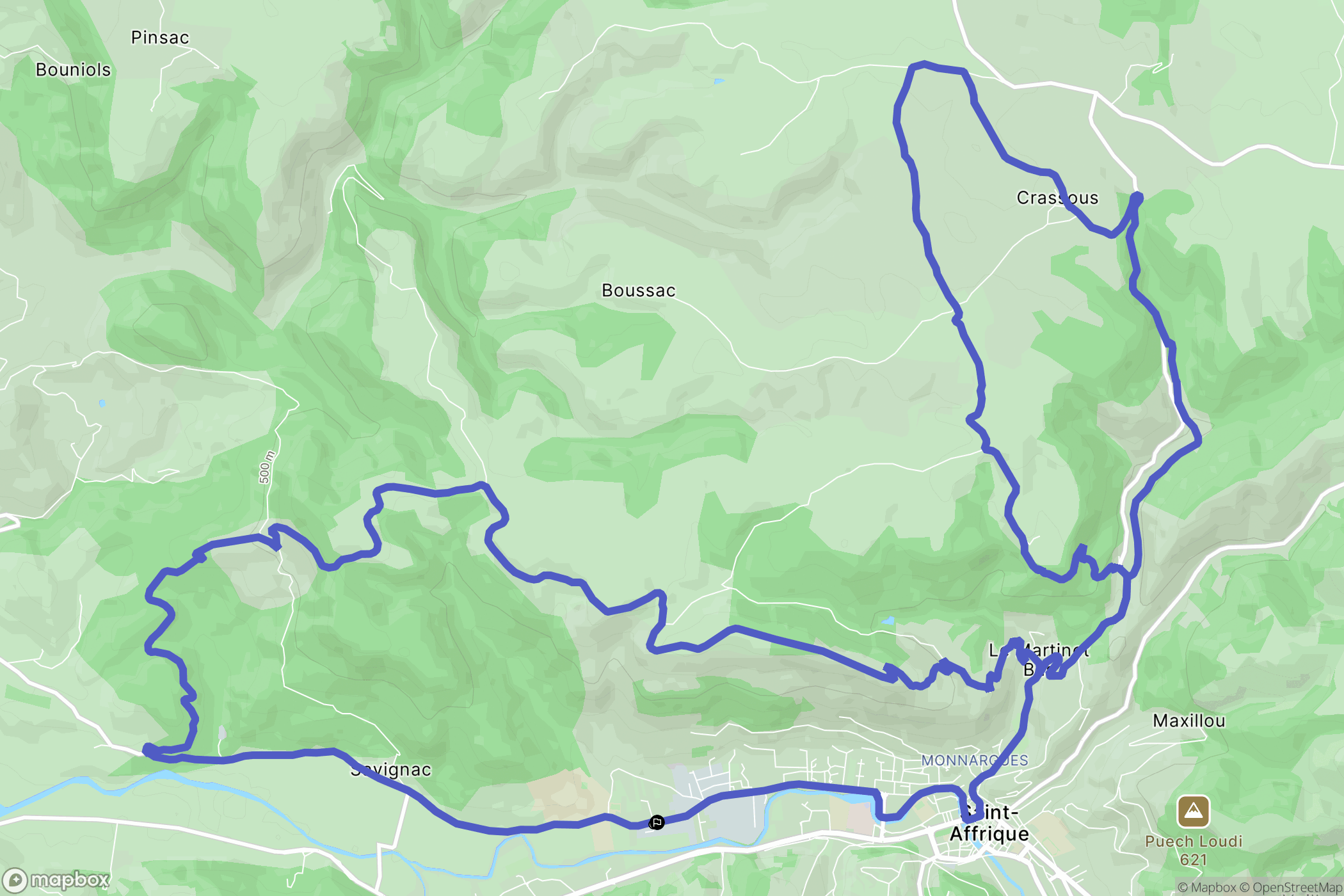 Saint-Affrique : carte du parcours de randonnée - France