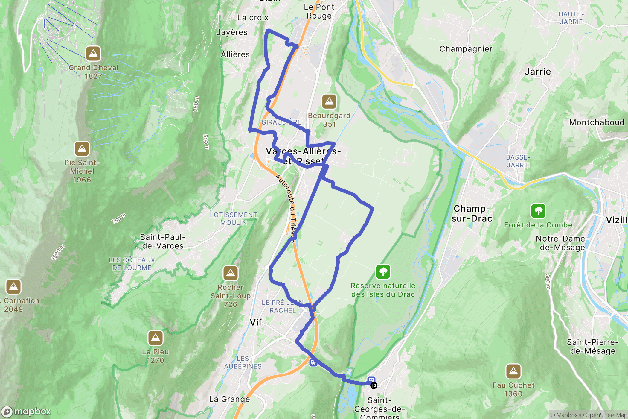 Saint-Georges-de-Commiers : carte du parcours de randonnée - France