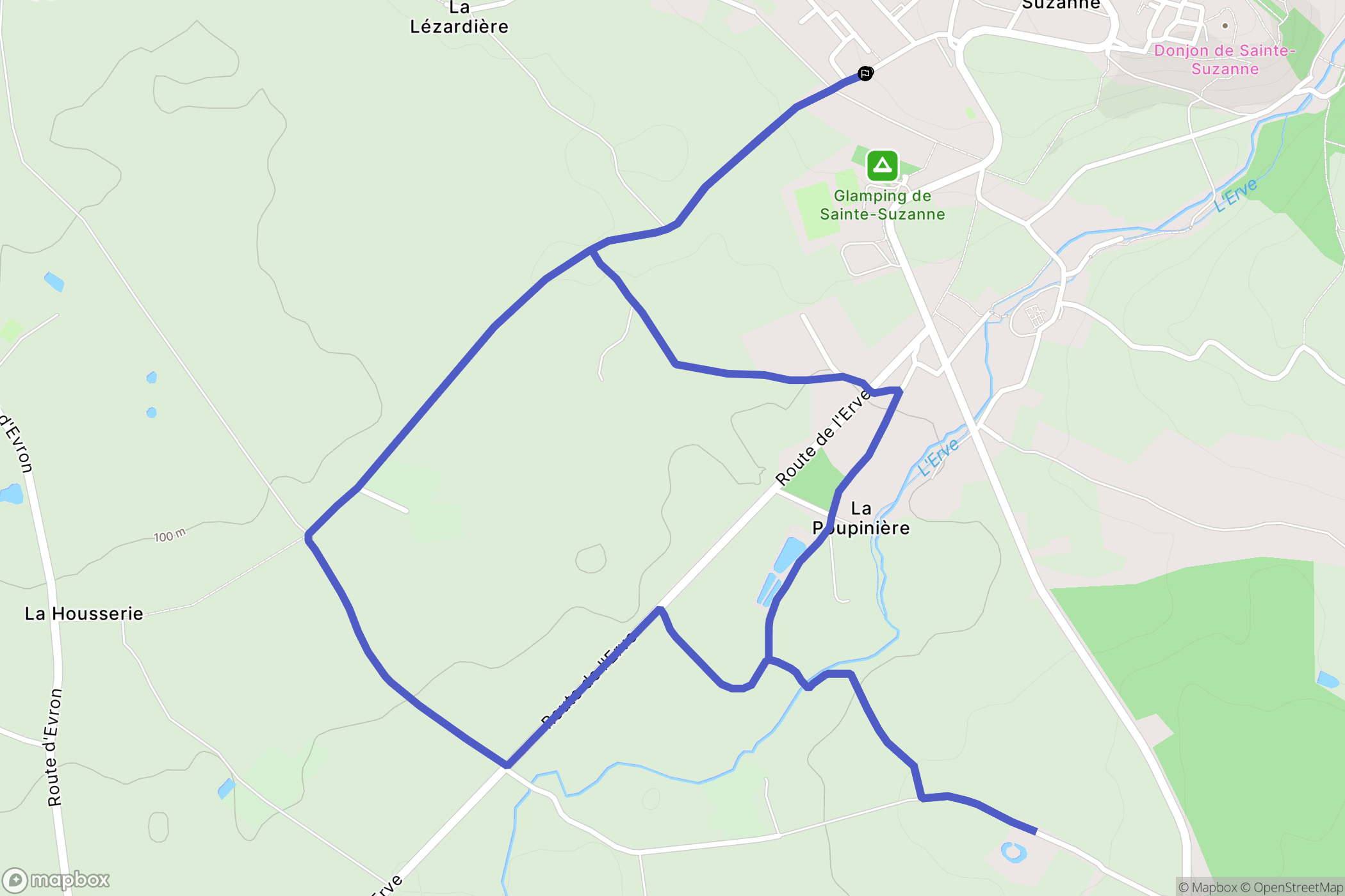 Sainte-Suzanne-et-Chammes : carte du parcours de randonnée - France