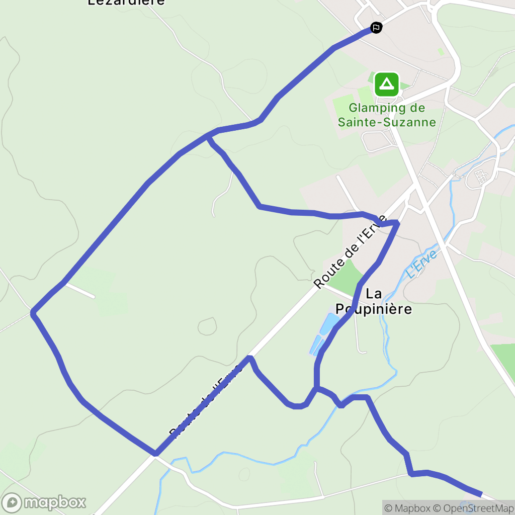 Sainte-Suzanne-et-Chammes : carte du parcours de randonnée - France