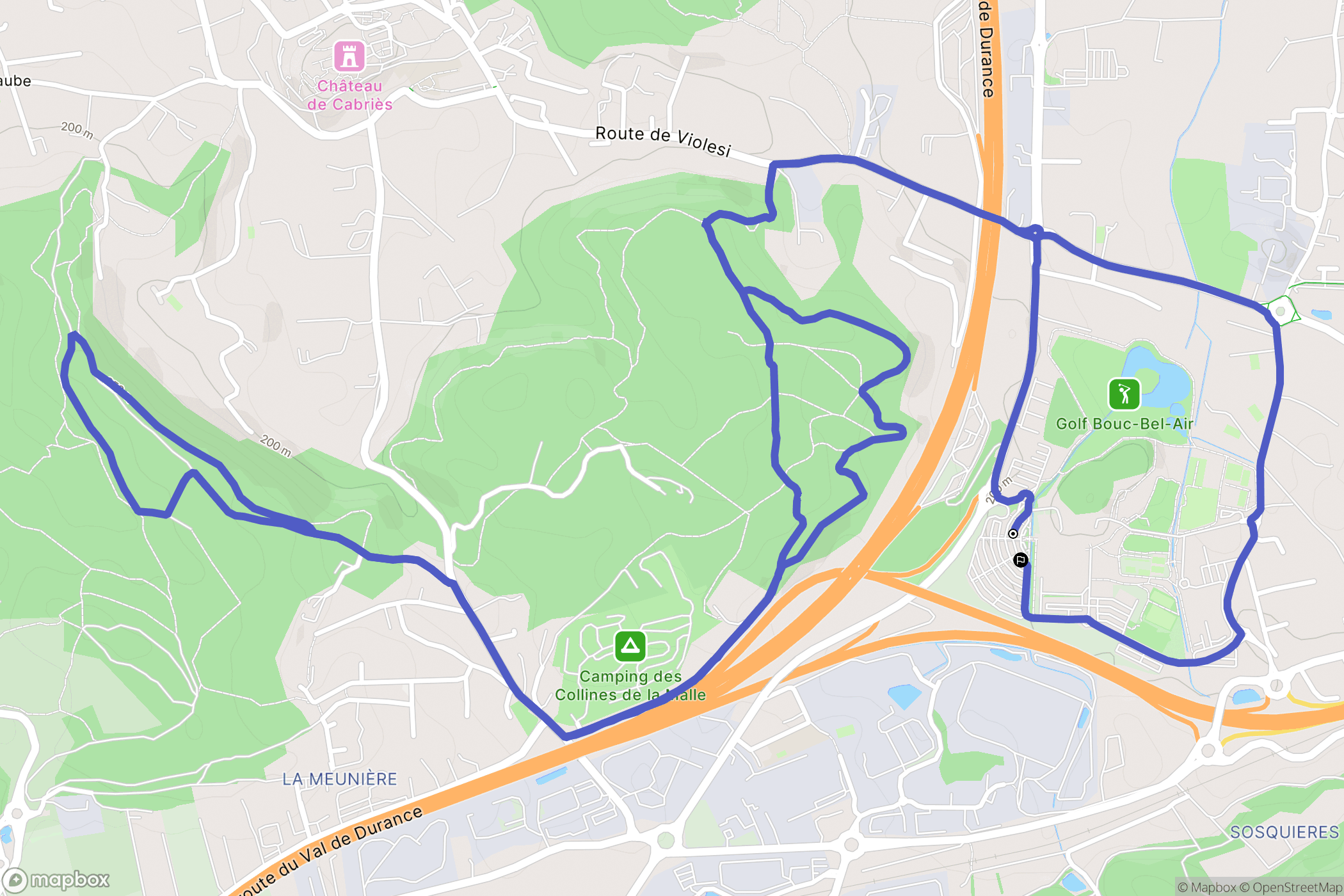 Bouc-Bel-Air : carte du parcours de randonnée - France