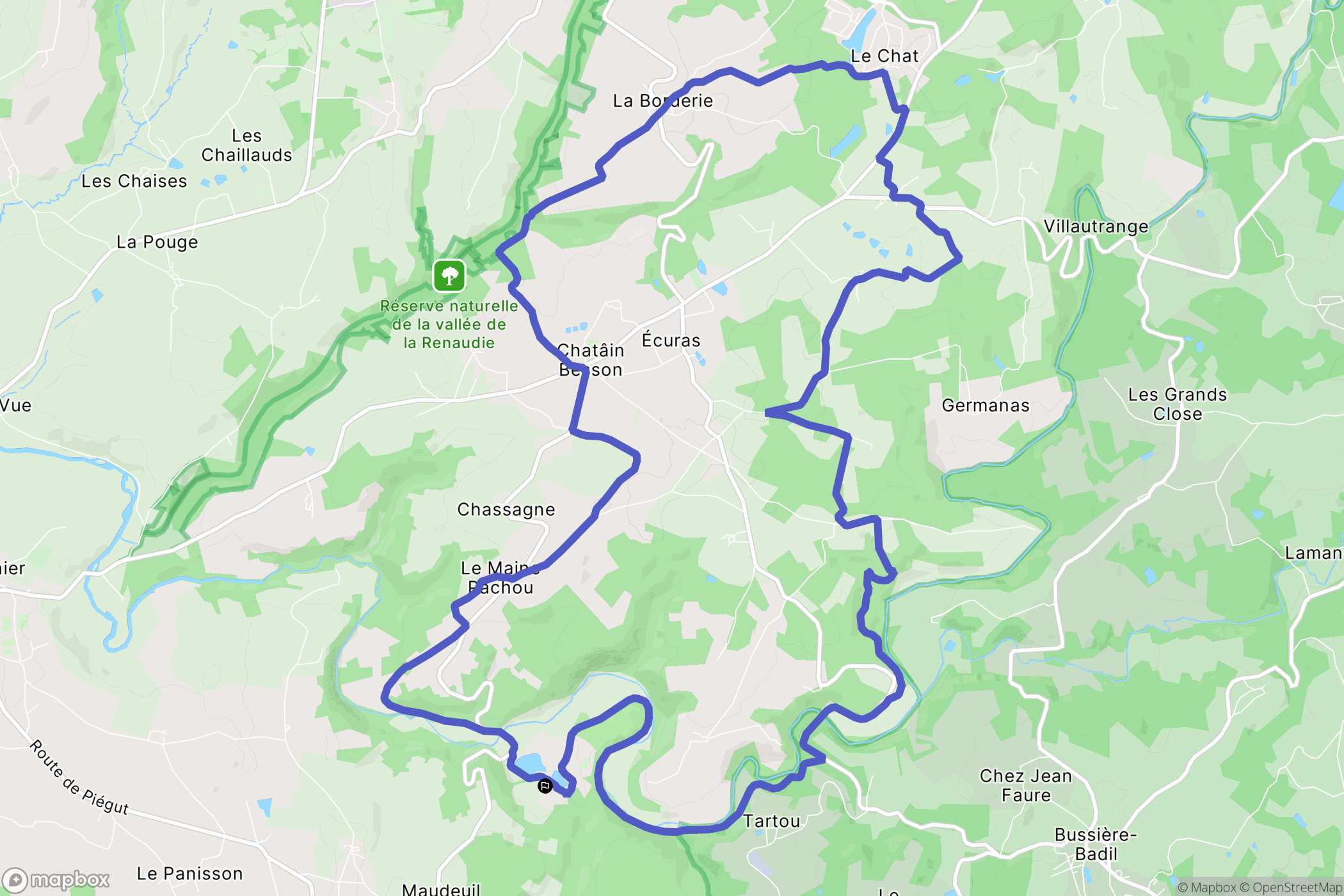 Eymouthiers : carte du parcours de randonnée - France